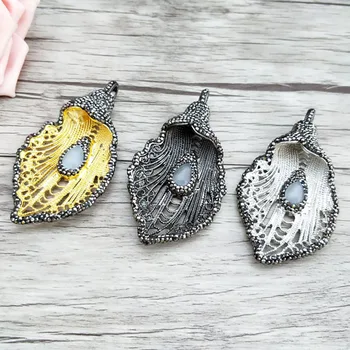 

5PCS Vintage Hollow flower Pendants Paved Rhinestone Crystal stone for DIY Necklace jewelry findings Boho charm Gift PD835