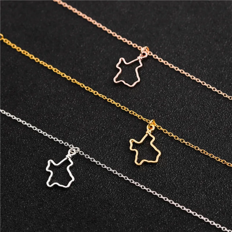 

hometown State hollow map Texas Necklace Outline Texas State map pendant Necklace America USA city Necklaces TX State jewelry