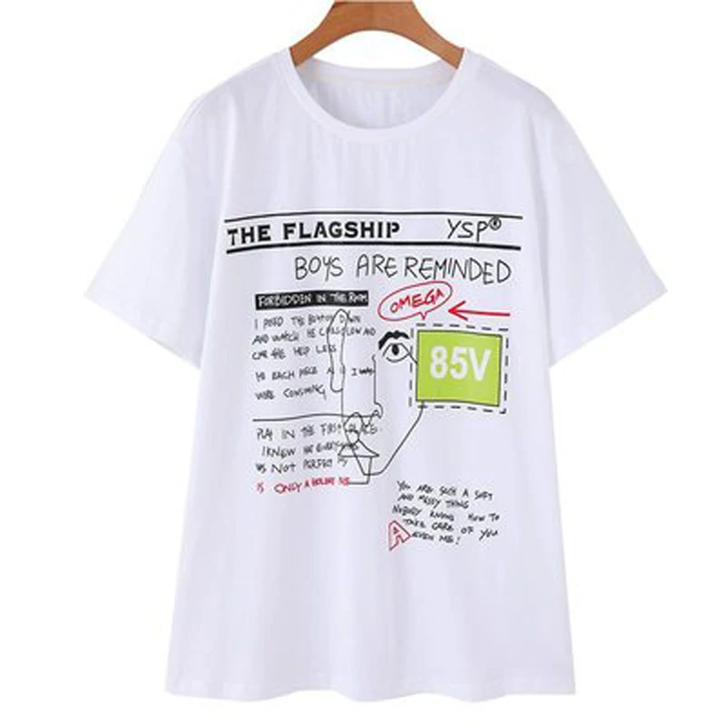 

2019 New summer Women ins short sleeve preppy style letter Short T-shirt Loose O-neck Harajuku Shirt Tops Tee Schoolgirl Shirt