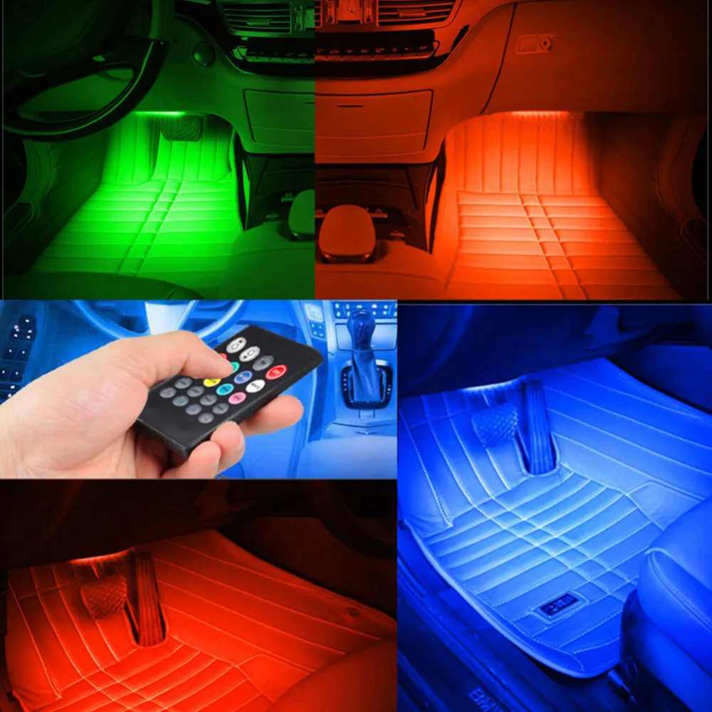 4 в 1 9 Вт 36 SMD 5050 LEDs украшение салона автомобиля пола атмосферный неоновый свет