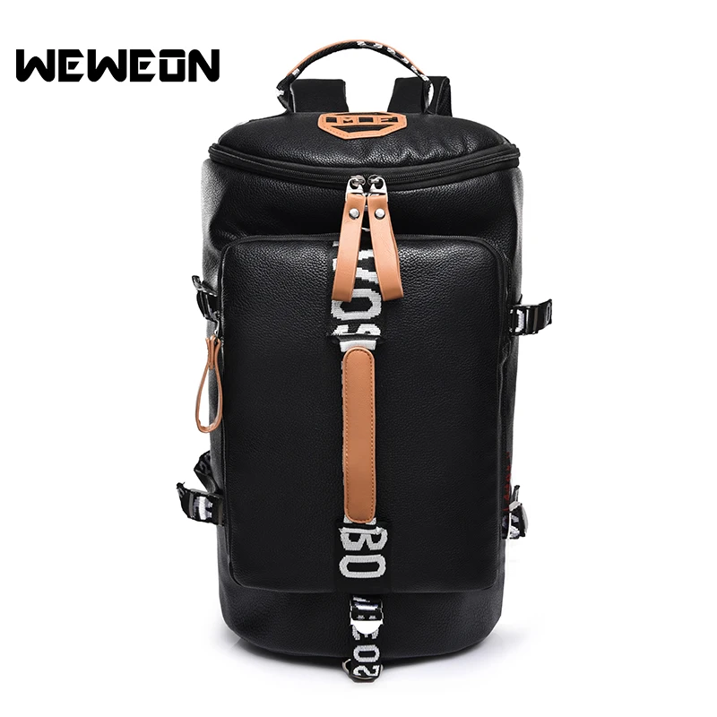 

New Large Capacity PU Leather Sports Bag Gym Bag Fitness Sport Bags Duffel Tote Travel Oxford Shoulder Handbag Male Bag Black