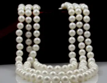 

elegant AAA9-10mm south sea round white pearl necklace 38"14K Gold Clasp KKK