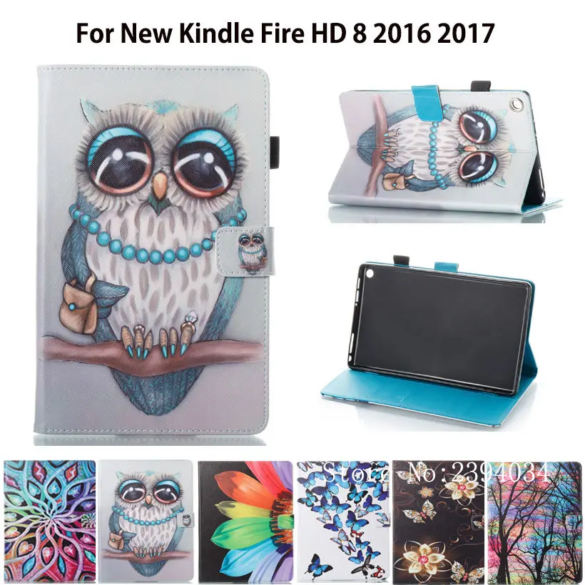 Чехол из искусственной кожи для Kindle Fire HD 8 2017 7-го поколения умный чехол-подставка