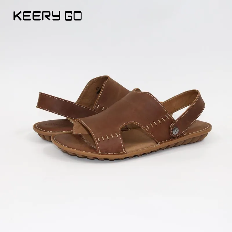 

NEW First layer Cowhide Leather Sandals Handmade Leather Sandals Dual purpose sandals 39-44