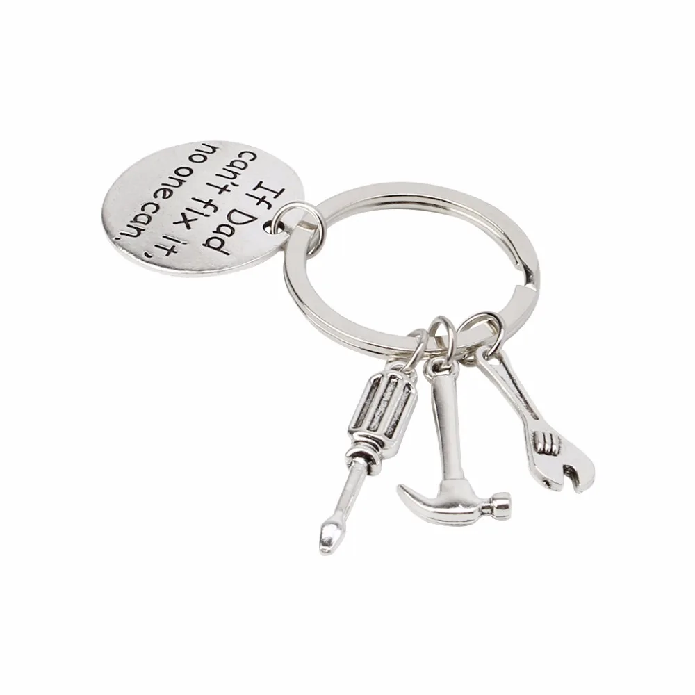 

Dad Gift Charm Hand Tools Keychain Hammer Wrench Engraved Keyring Family Father-M15