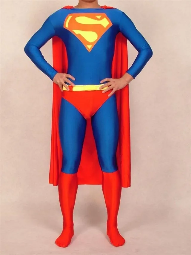 Взрослый/Детский мужской s/Wo мужской s Хэллоуин Косплей костюмы Супермена мальчик/Мужчины спандекс лайкровый зентай материал костюм супергероя 2XS-6XL