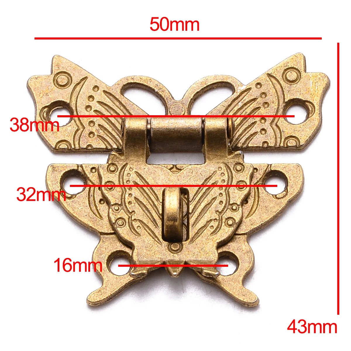 New Durable Retro Vintage Design Alloy Butterfly Box Lock Latch Catch Wooden Jewelry Box Case Hasp Lock Hardware Accessory