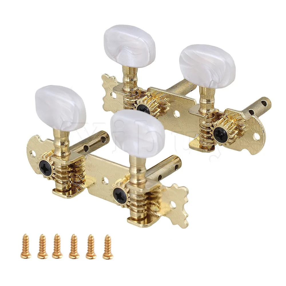

Yibuy Golden 2R2L Machine Heads Open Gear 4 String Instruments Slotted Ukulele/Banjo Yibuy