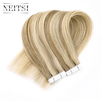 Neitsi Straight Skin Weft Adhesive Hair Non-Remy Tape In Human Hair Extensions 16 2
