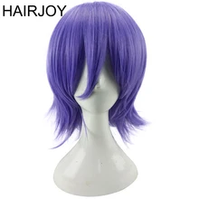 HAIRJOY hombre mujer peluca Cosplay púrpura corto rizado de cabello sintético pelucas con flequillo 7 colores disponibles envío gratis