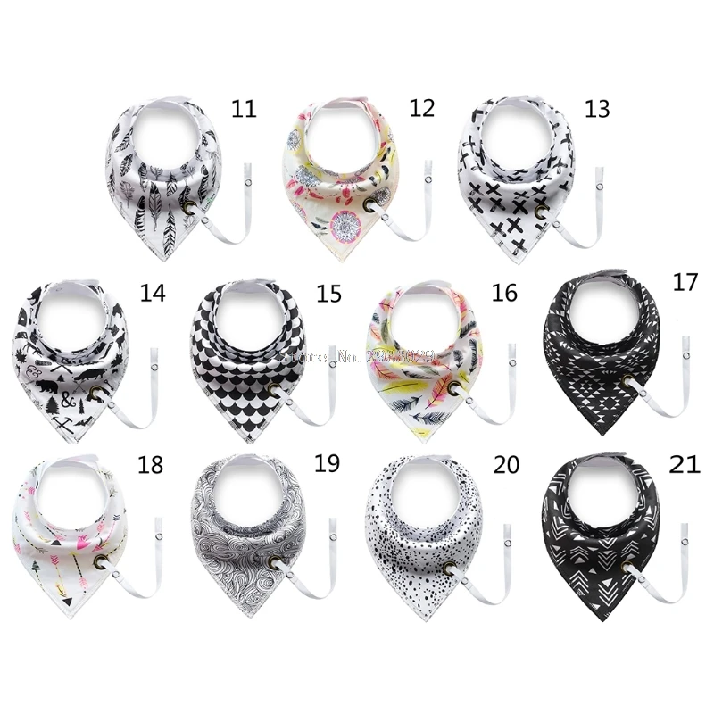 

Baby Infant Toddler Cotton Triangle Bib Saliva Towel Head Scarf w/ Pacifier Clip -B116