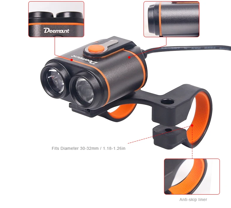 Top Deemount Cycling Font Lamp 8-22.5 Hours 400Lm Bicycle Headlight LED Lamp Front Lighting Flash Lantern Torch 18650 Battery Kit 4 Top Deemount Cycling Font Lamp 8-22.5 Hours 400Lm Bicycle Headlight LED Lamp Front Lighting Flash Lantern Torch 18650 Battery Kit 4