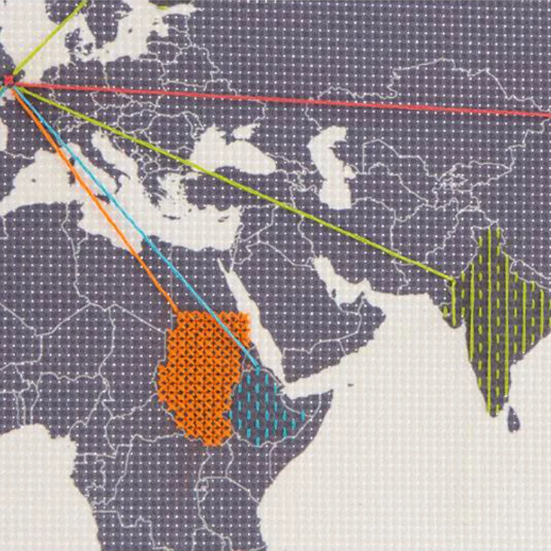 Вышивка крестиком карта мира вышивка рукоделие Дорожная карта DIY офис Shcool украшение карта Broider цветная линия Марка