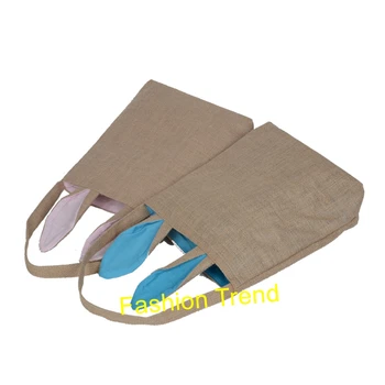 

200pcs/lot 2019 latest Easter Buckets New Fashion Easter Bunny Bags Rabbit Ear Design Basket Jute Tote Party Bags