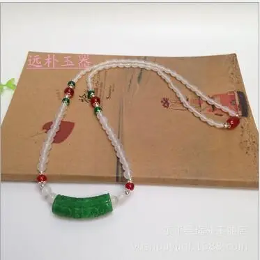 

Div design is pure manual weaving green pendant With three color bead string necklace charm female style
