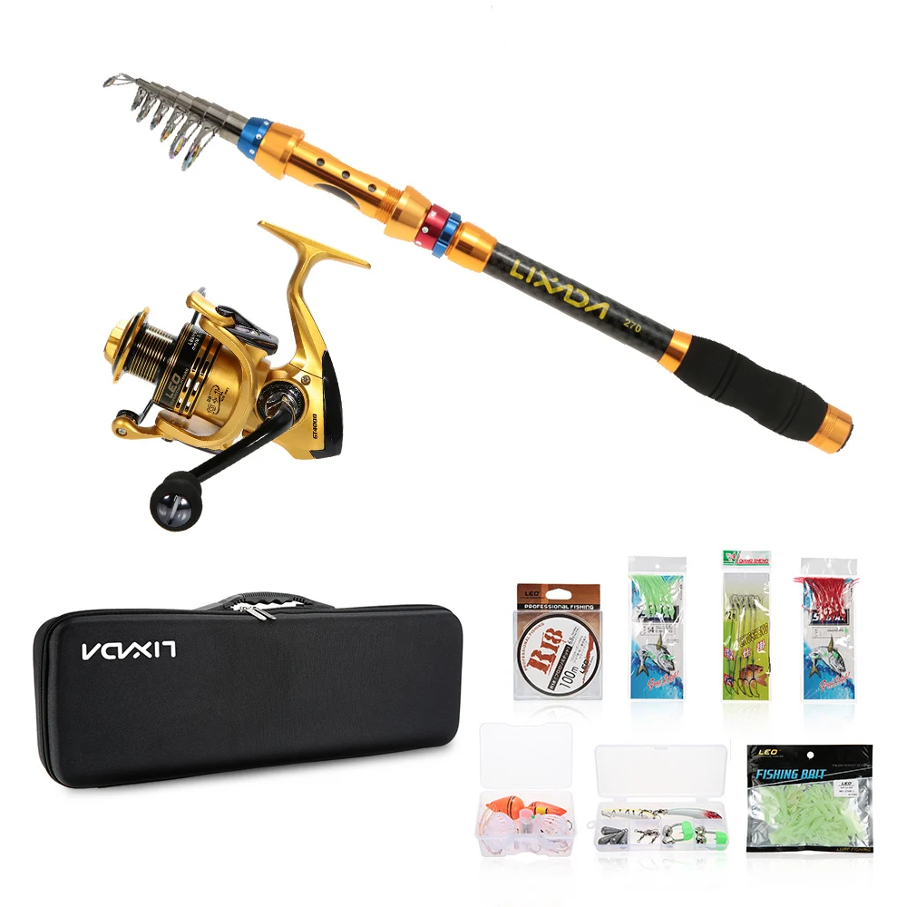 

Lixada Portable Lure Rod Set Spinning Rod and Fishing Reel Combos with Reel Line Lures Hooks Fishing Bag Fishing Accessories