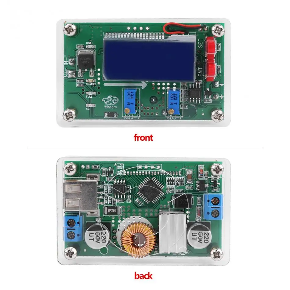 

1 PC 5A DC-DC Adjustable CC CV Step-down Power Supply Module LCD Dual Display With Case adjustable buck module regulator