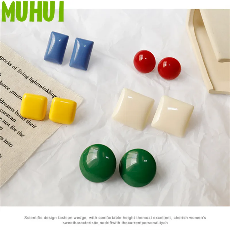 

Wholesale 1PC Geometric Original Simple Multicolor Earrings Creative Fun Color Square Ear Clip Women Jewelry 18680