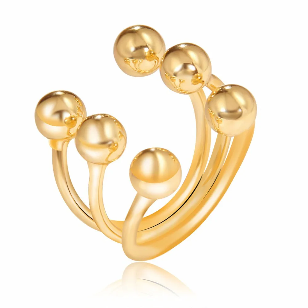 

Rings For Women Fashion Gold Colour Punk Individuality Adjustable Jewellery Girl Gifts 3 Multilayer Gold Explanation Ring