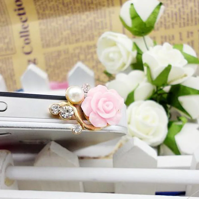 Противопылевая заглушка в форме цветка со стразами пылезащитная для iPhone Samsung Huawei