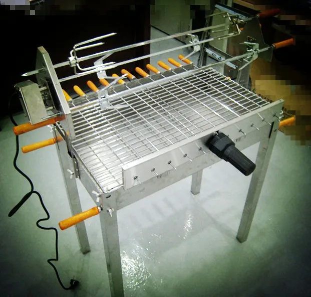 

BBQ long gearbox and 11 skewers and battery or electric motor,stainless steel gearbox and skewers