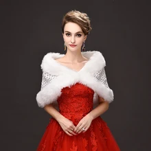 Новые Элегантные Зимние Свадебные обертывания из искусственного меха Свадебные полые плащи Болеро зимнее запашное пальто Свадебная куртка EE7712