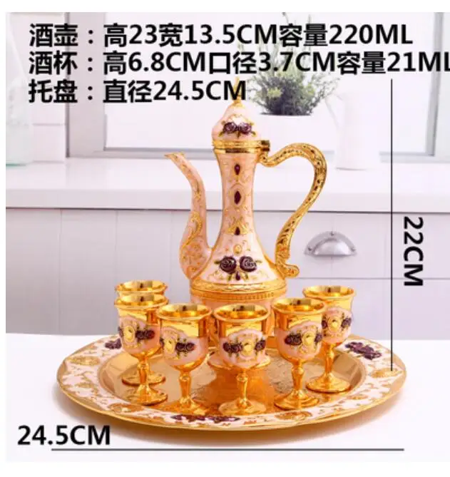 

Red-bottomed Phnom Penh Golden Rose Russia Liquor Cup Set Creative Household Alcohol Utensils Small metal wine pot High-end gift