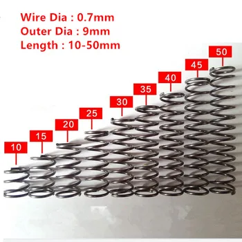 

50pcs 0.7*9 series small spot spring 0.7mm mini wire compression pressure springs 0.7*9*(5/10/15/20/25/30/35/40/45/50)3D printer