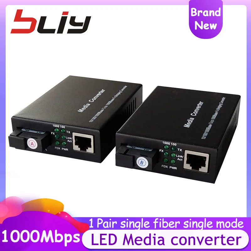 Светодиодный гигабитный коммутатор Bliy 1 пара 25 км 1000 м медиаконвертер poe ethernet ftth