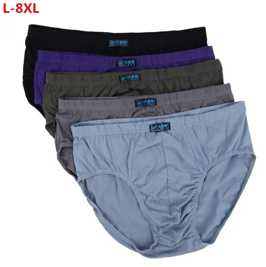 3PCS L 8XL Plus Size Briefs Men Soft Cotton Underwear Breathable Men's