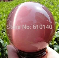 

AAA+++ Hot Sell ASIAN QUARTZ PINK CAT EYE CRYSTAL BALL SPHERE 60MM + STAND