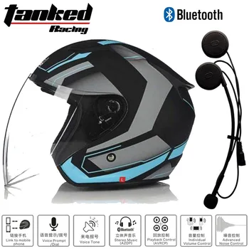 

2019 Summer New Tanked Racing Half Face Motorcycle Helmet T536 Motorbike Helmets Made of ABS and PC Visor Lens with Bluetooth