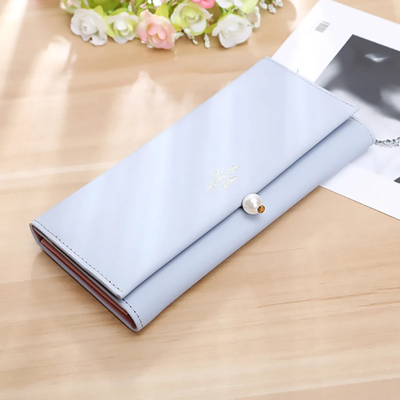 

2019 Fashion Women Wallet Female Purse Fashion Pu Long Wallet New Pearl Pouch Purse Portefeuille Femme Carteira Feminina