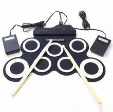 ZONAEL Professional 7 Pads Portable Digital USB Roll up Foldable Silicone Electronic Drum Pad Kit Drumstick