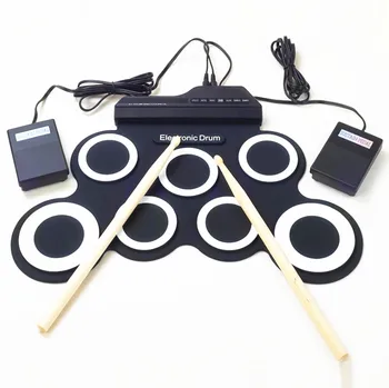 

ZONAEL Professional 7 Pads Portable Digital USB Roll up Foldable Silicone Electronic Drum Pad Kit Drumstick Foot Pedal Foldable