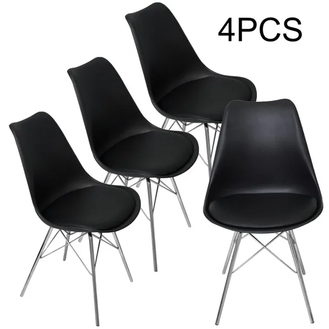 Best Price 4PCS/SET Dining Tulip Chair Metal Legs Loft Lounge Stool Modern Design Padded Seat Chair Exquisite Home Accessories Best Price 4PCS/SET Dining Tulip Chair Metal Legs Loft Lounge Stool Modern Design Padded Seat Chair Exquisite Home Accessories