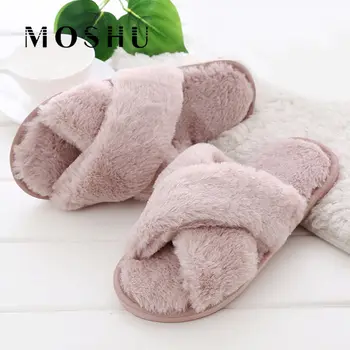 

Winter Women Slippers Fur Slides Warm Plush House Shoes Indoor Slipper Ladies Casual Shoes Flip Flop pantoffels dames flip flops