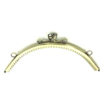 

10Pcs Ruffled Bronze Tone Metal Arch Frame Kiss Clasps Clutch Buckles Handbag Handle Clear Rhinestone 20.5x9cm