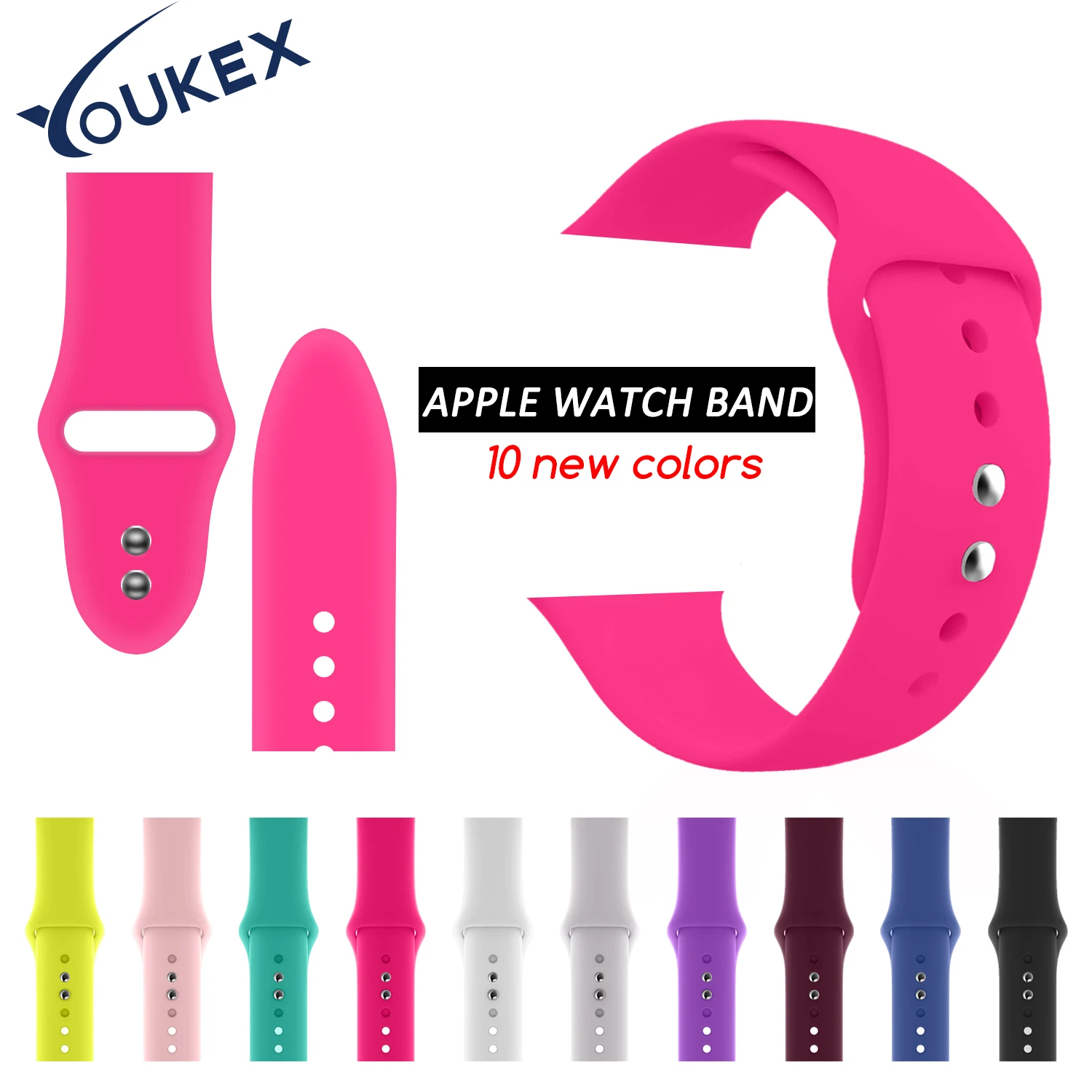 

YOUKEX Sport Silicone Bands for Apple Watch Series 1 2 3 4 Replacement Wrist Strap for iwatch 38mm 40mm 42mm 44mm Women and Men