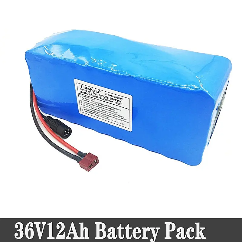 LiitoKala 36V12AH батарейный блок, 20A 500 W, Встроенный BMS для электрического велосипеда 10S4P, аккумулятор 18650, энергосберегающая батарея