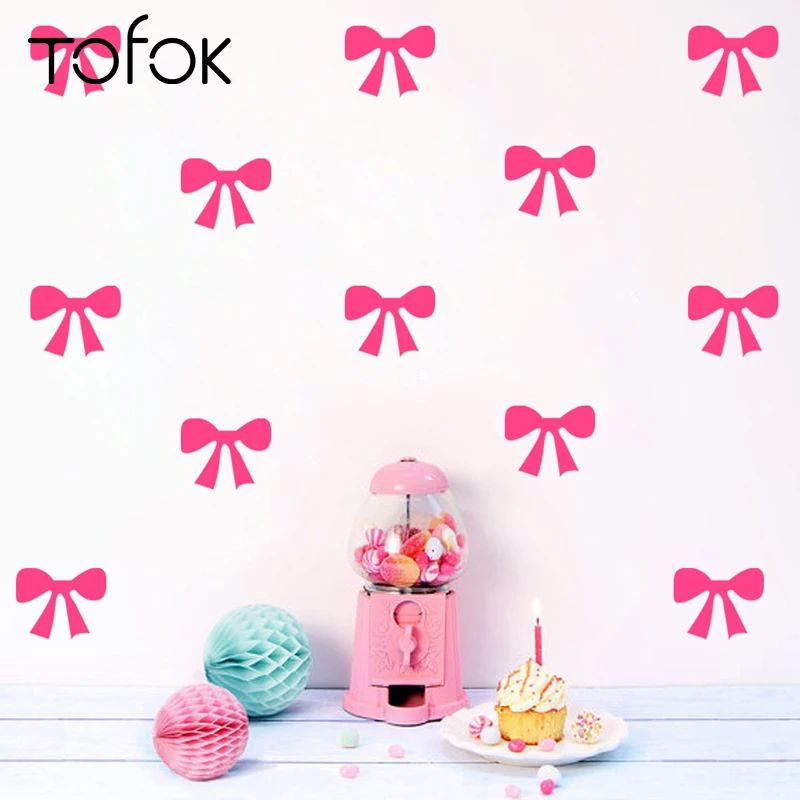 Tofok 9 قطعة/المجموعة Bowknot ملصقات الحائط الشمال بسيطة نمط المنزل الديكور الأطفال غرفة المعيشة غرفة طالب عنبر جدار الشارات