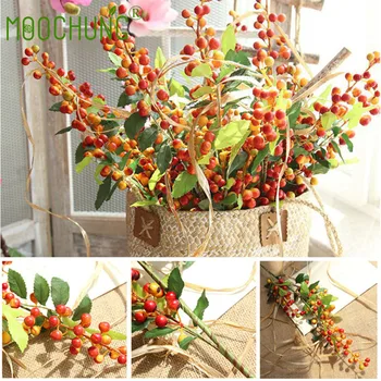 

6Pcs Artificial Berry Stems Fake Flowers Holly Christmas Berries Halloween Flower Arrangements for Festivals and Home Decor