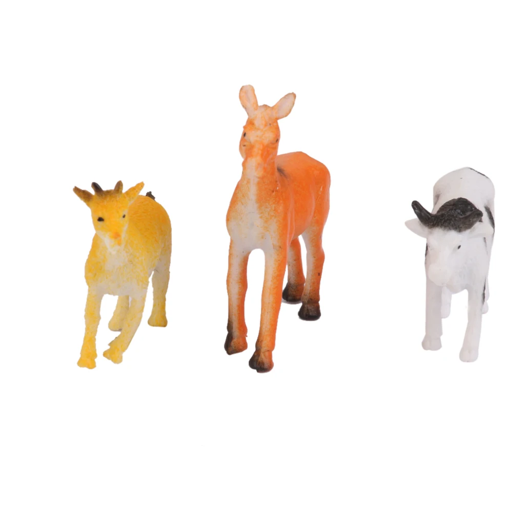 12pcs Plastic Goat Cat Donkey Pig Dog Sheep Animal Model Toy 12pcs Multi-color 12pcs attractive animal models for children
