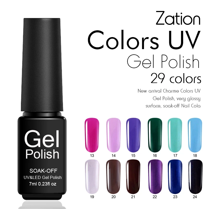

Zation 7ML Pure Color Soak Off Nail Gel 29 Colors UV LED Gel Nail Polish Semi Permanent Esmaltes Gel Lacquer Primer for Nail Art