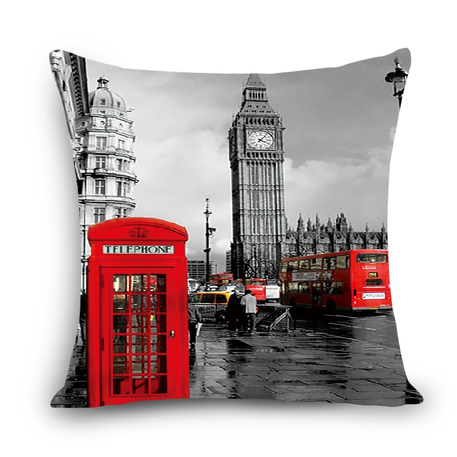 

Home decorative cushion cover scenic London tower Rome Paris building print 64x64 cm square cushions decorative pillow case MYJ