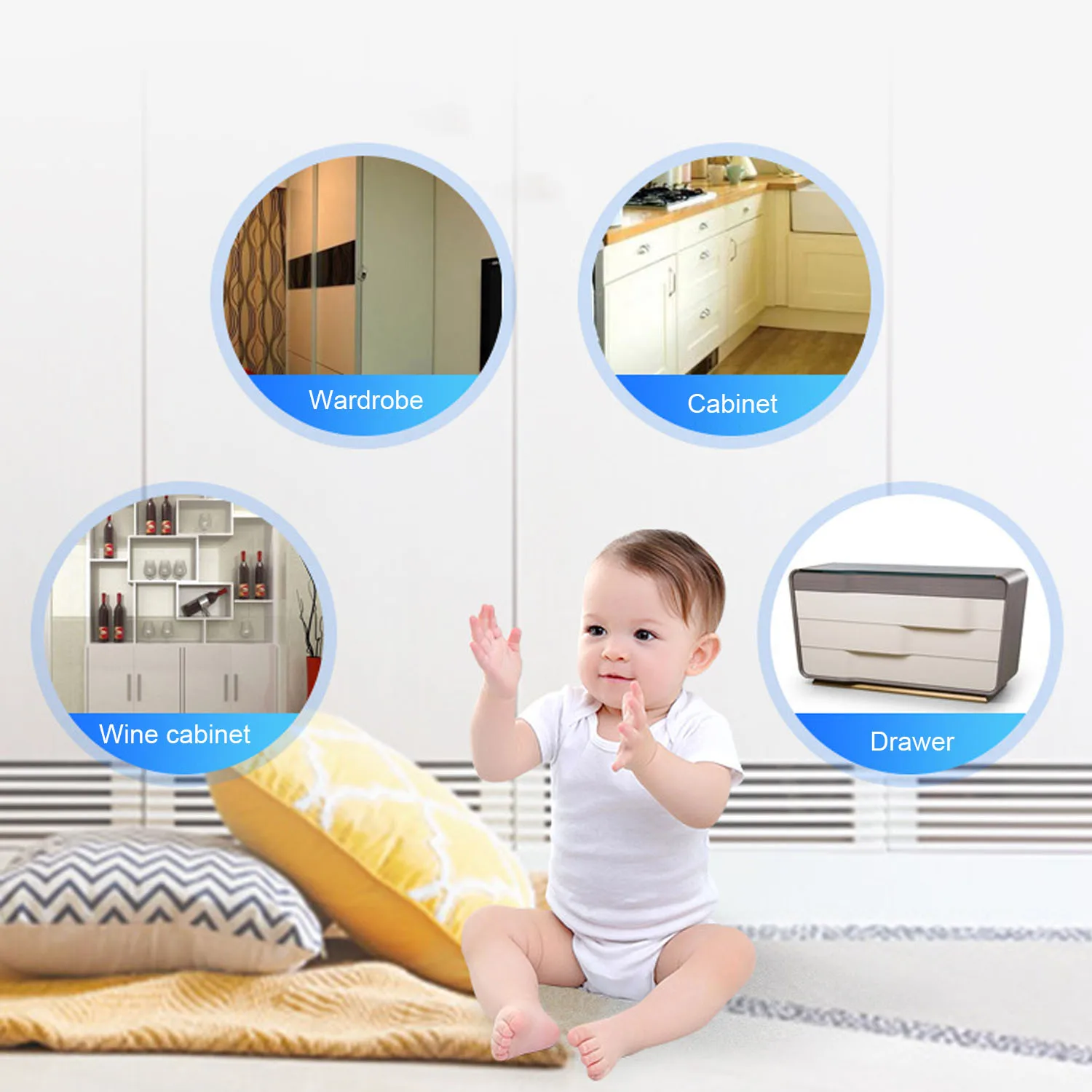 4 قطعة غير مرئية المغناطيسي أقفال سلامة 1 قطعة مفاتيح للأطفال الأطفال الرضع الصغار المنزل خزائن أدراج دولاب خزانة