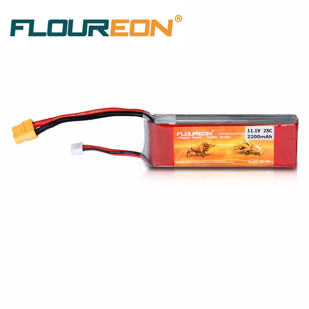 

FLOUREON 3S Lipo Battery 11.1V 2200mAh 25C XT60 Plug for RC Helicopter BC40 series RC Airplane RC Hobby DIY Red