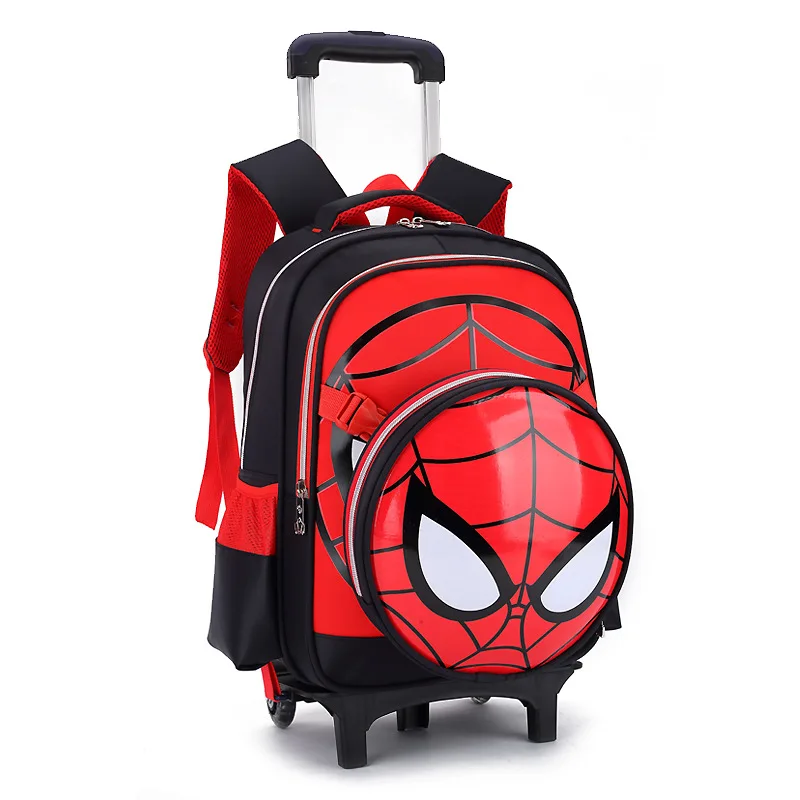 Съемные детские школьные сумки с 3 колесами, Мультяшные рюкзаки для мальчиков, школьный рюкзак на колесиках