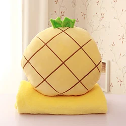 3-в-1 плюшевые фрукты подушка Одеяло рук мягкие КИВИ с орнаментом в виде арбуза, апельсина, ананасов и клубники; Hangable декоративная подушка - Цвет: Pineapple