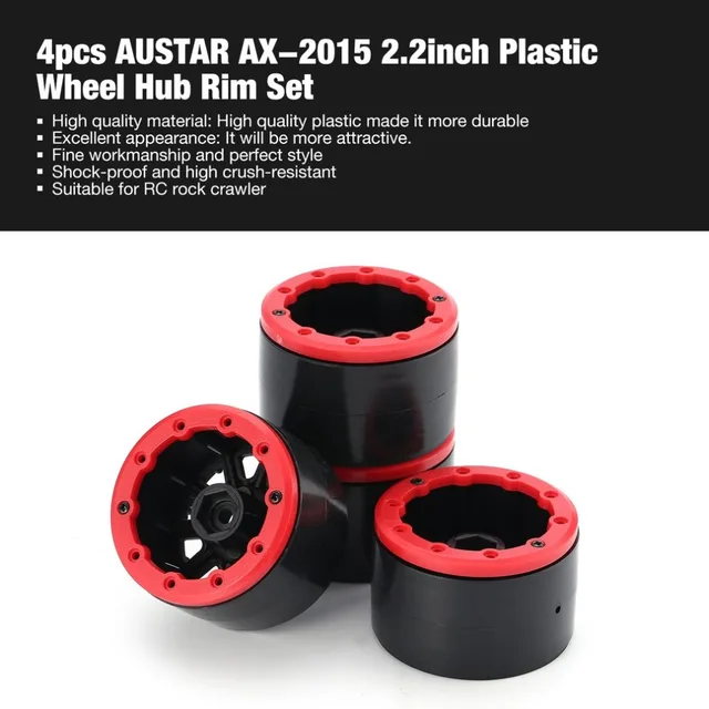 Cheap 4pcs AUSTAR AX-2015 2.2inch RC Tires Beadlock Plastic Wheels Hub Rim Set for 1/10 RC Car RC Component Spare Parts Accessories tt